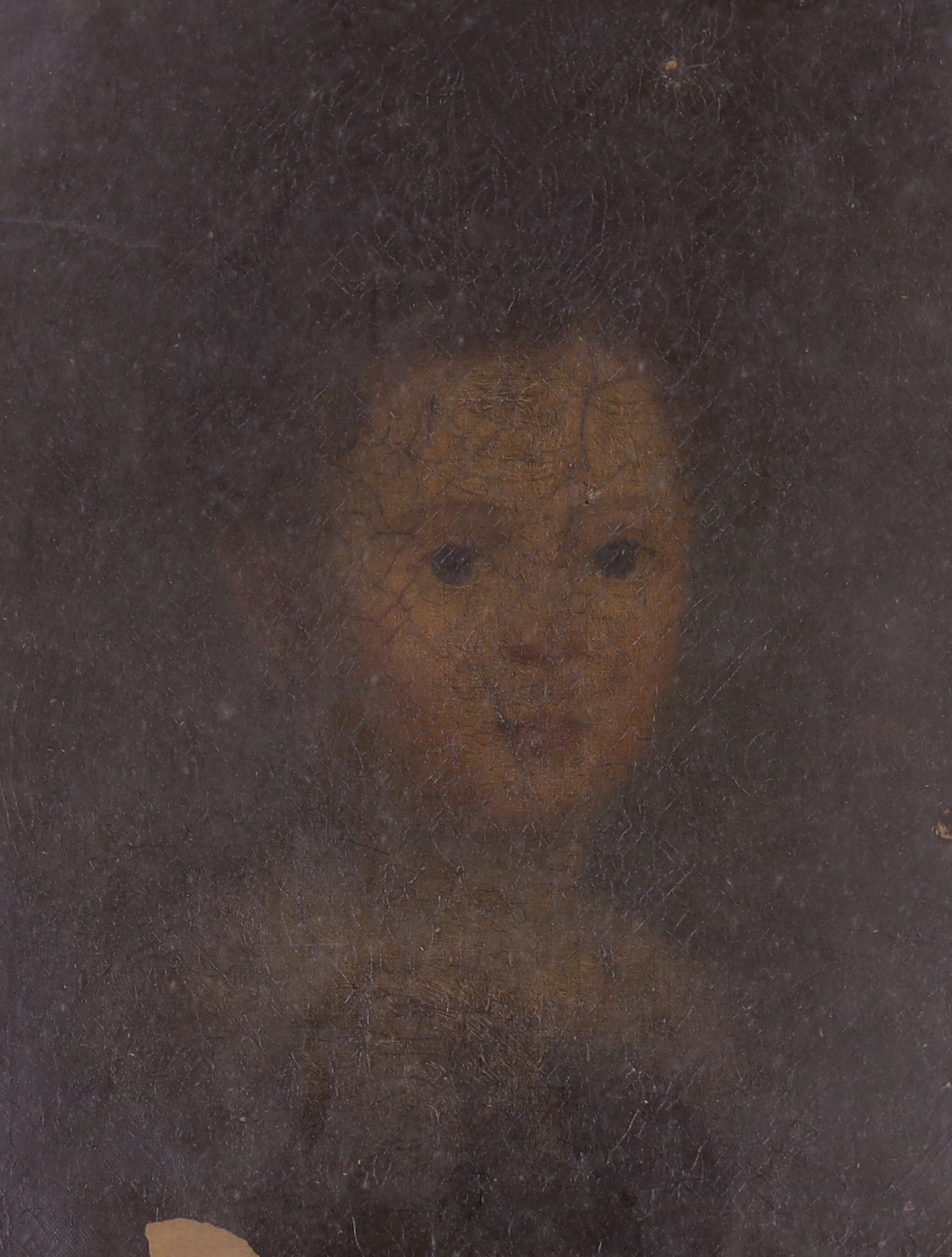 18th century School, oil on canvas, Portrait of a child, 44 x 34cm